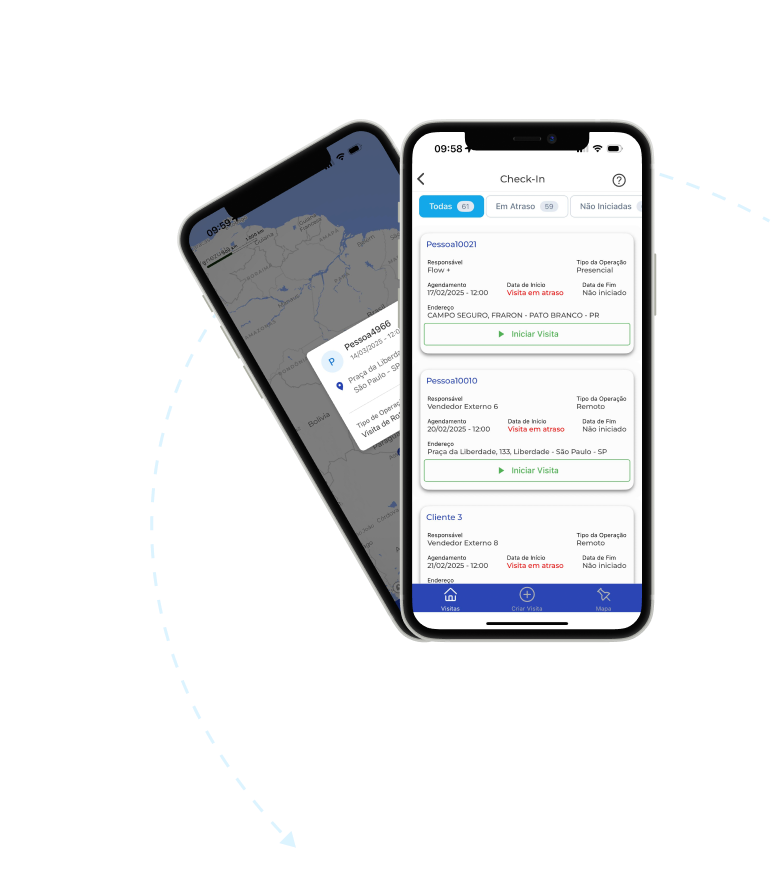 Ilustração do Check-in em um dispositivo móvel